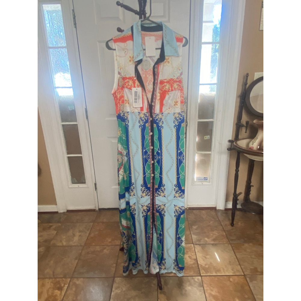 Women's Sucrefas White Arabesque Maxi Dress L